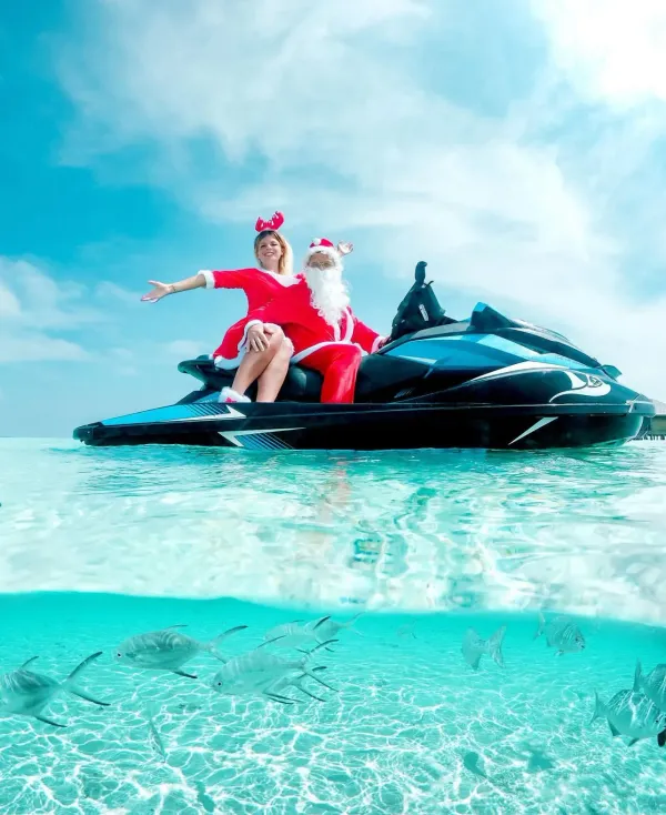 Aerial drone photography over Maldives resort atoll